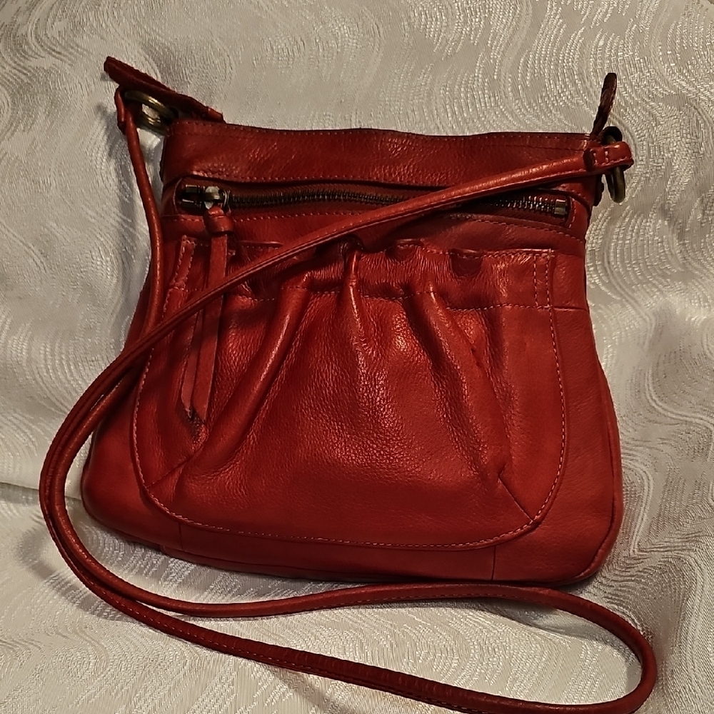 Fossil red leather crossbody bag